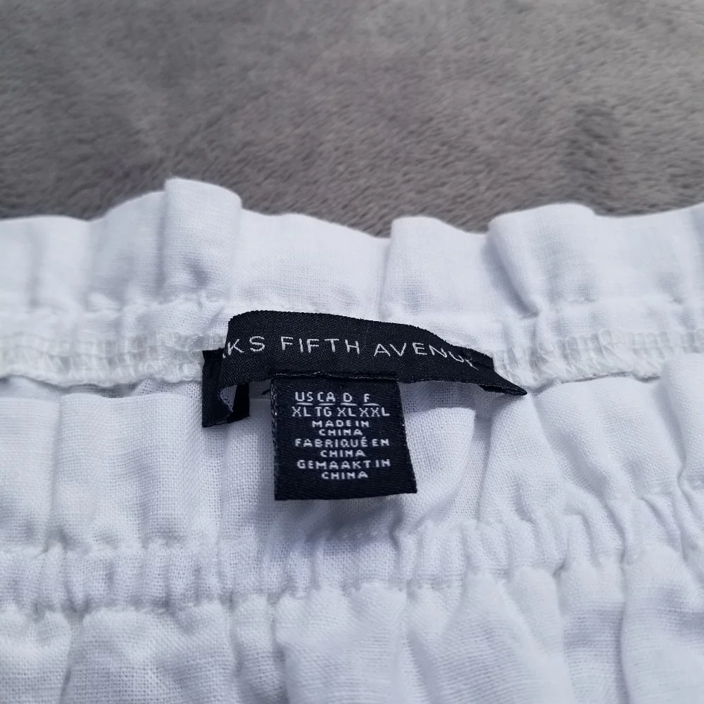 Saks Fifth Avenue Linen Shirt Women's XL White Top Blouse Cottage Beachy Summer - Picture 10 of 10